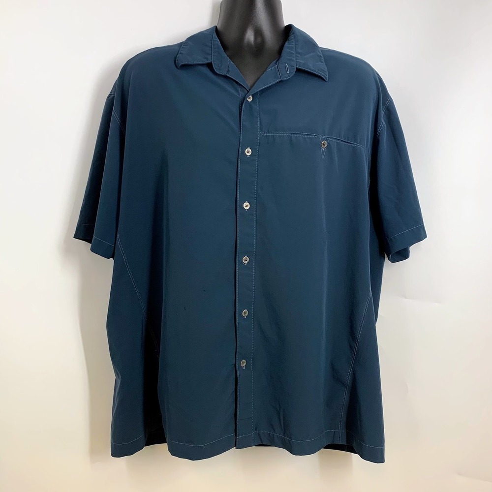KUHL Mens XXL Button Up Shirt Short Sleeve Blue Outdoor‎ Casual